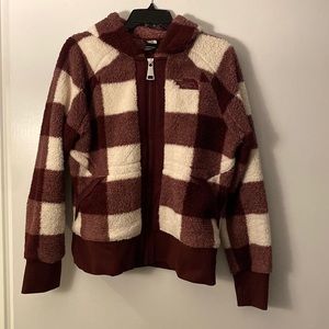 North Face checkered fleece zip-up